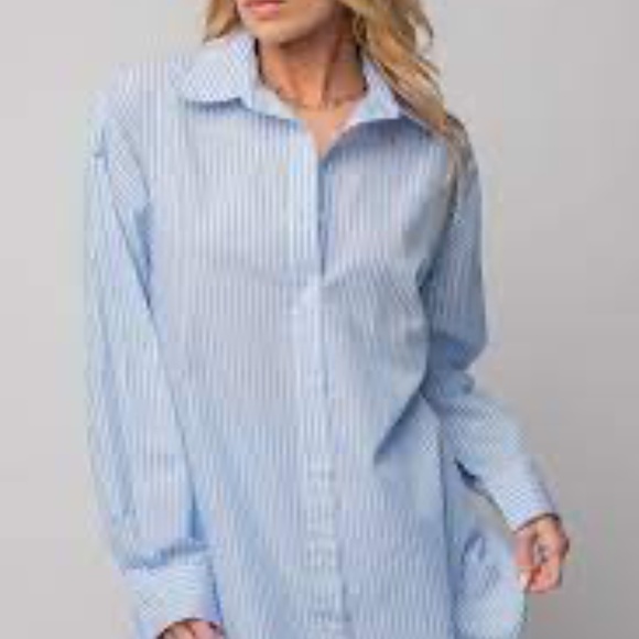 Oversized Pin Stripe Button Down - Picture 5 of 5